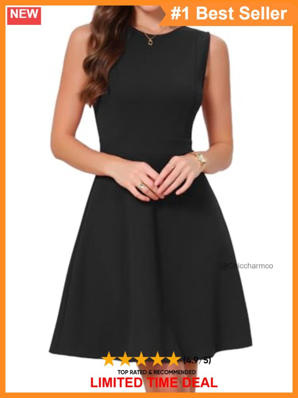 Sleeveless Crew Neck A-Line Business Casual Work Dress Above Knee